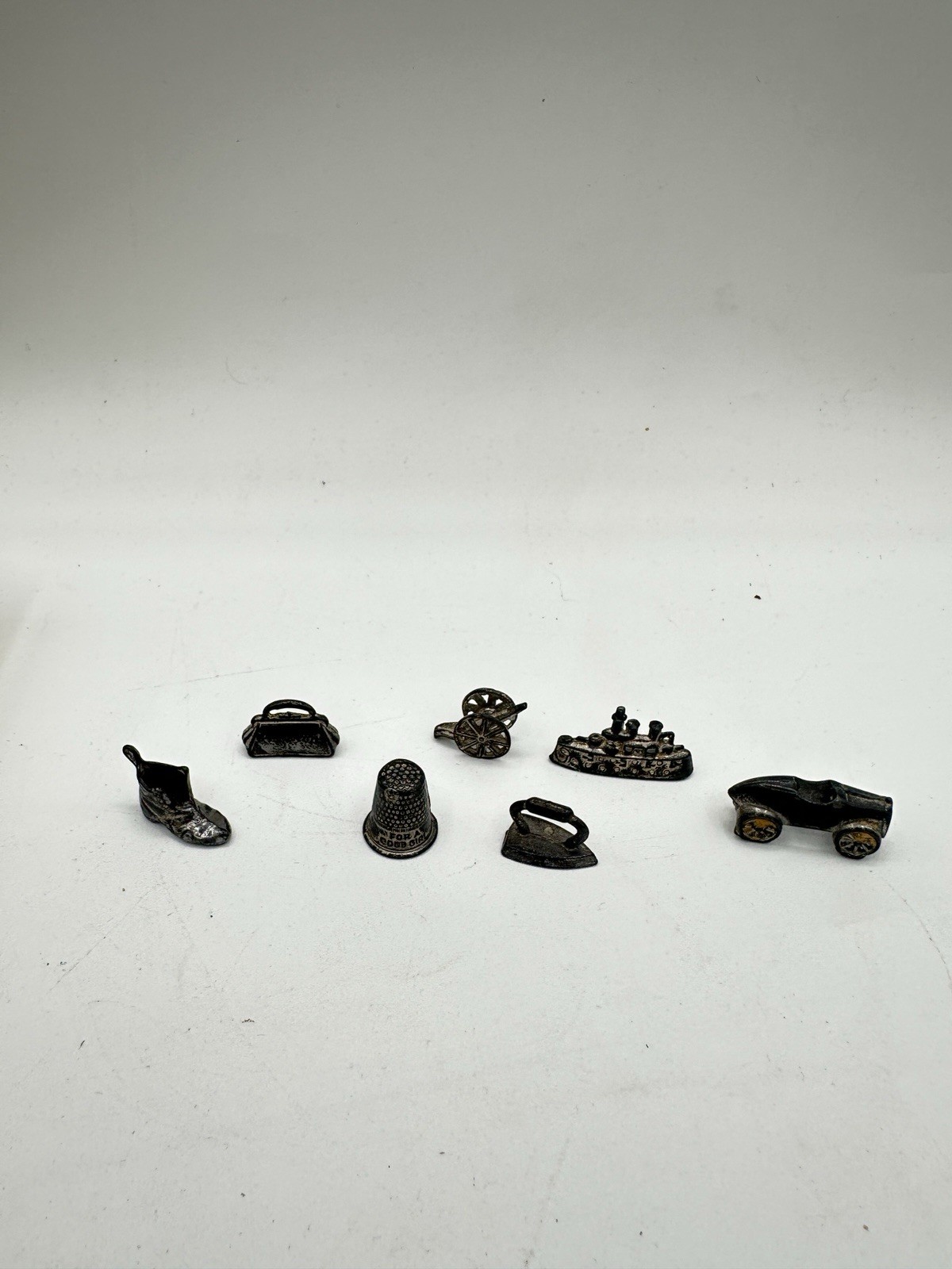 Vintage 1935 Monopoly Parts Set Metal Tokens Wood Houses NO BOARD Parker Bros