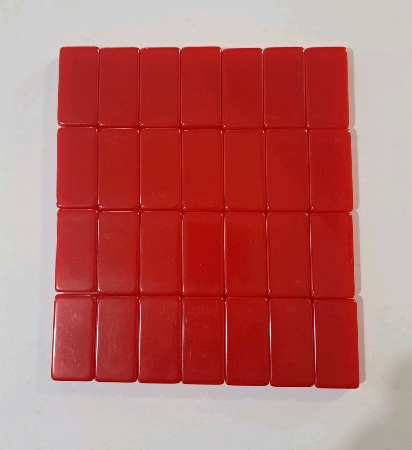 Vintage Puremco Dominoes Standard Marblelike Full Set RED Waco Texas No 616 USA