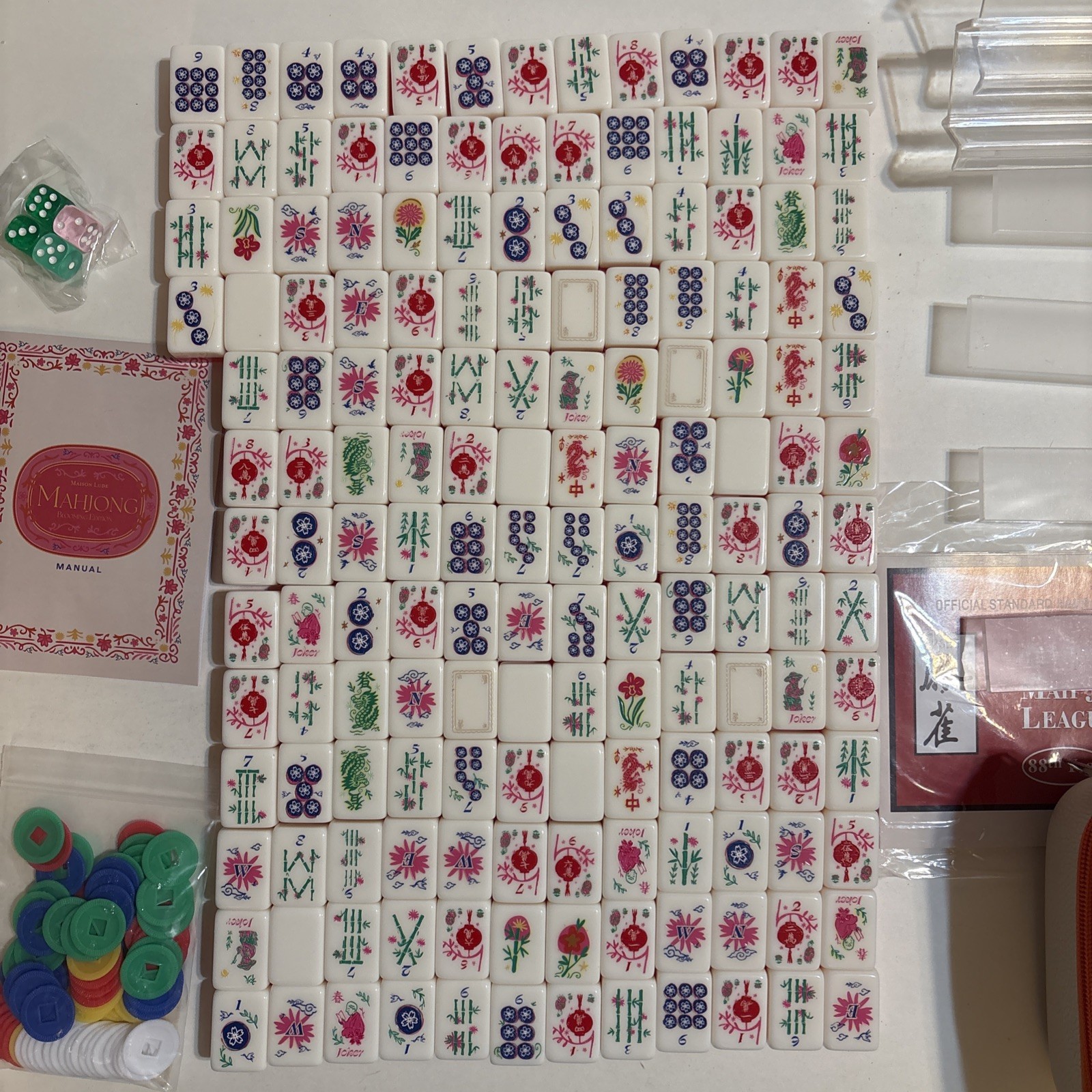Maison Lude Mahjong Blooming Edition 160 Thick Tile Set Premium Mat Leather Bag