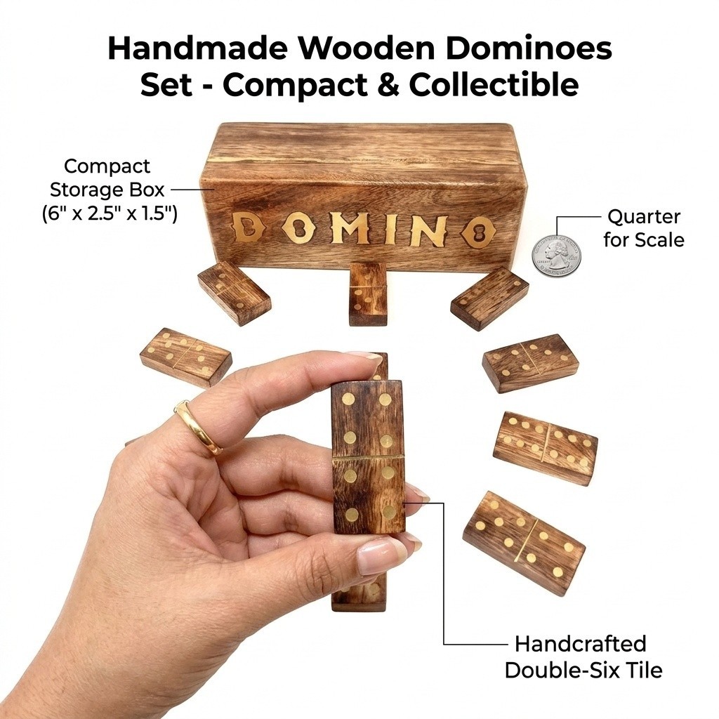 STORE INDYA Wooden Dominoes Set Double Six | Classic Handmade Domino Game
