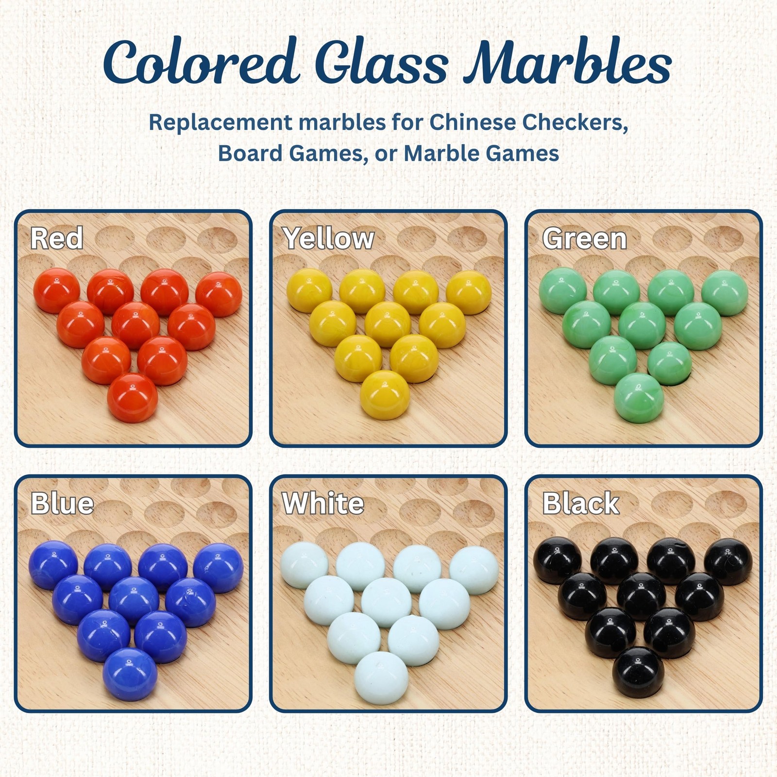 WE Games 60 Replacement Glass Marbles for Chinese Checkers Set 16mm Colored B…