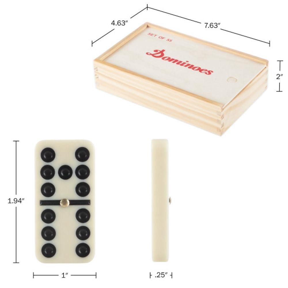 Hey! Play! Domino Set Wood Case – 55 Premium Double Nine Dominoes And