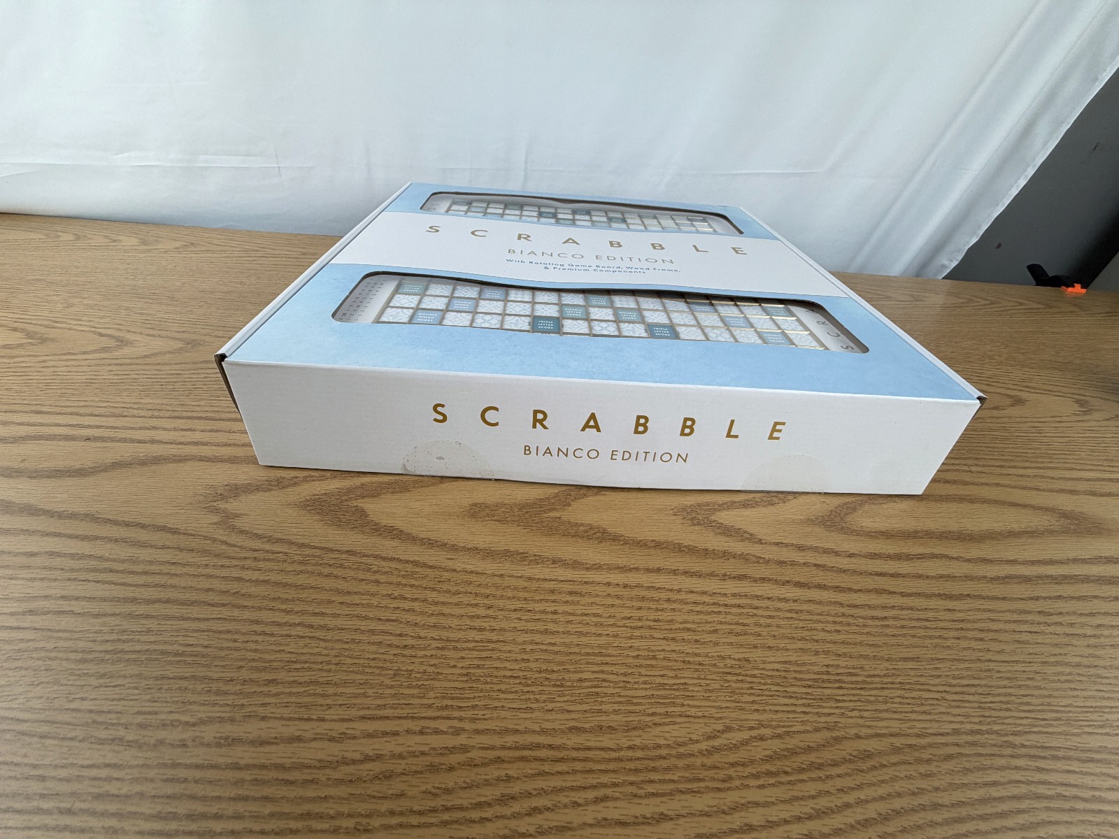 Scrabble Bianco Edition WS Game Rotating Wooden Game Board OPEN BOX