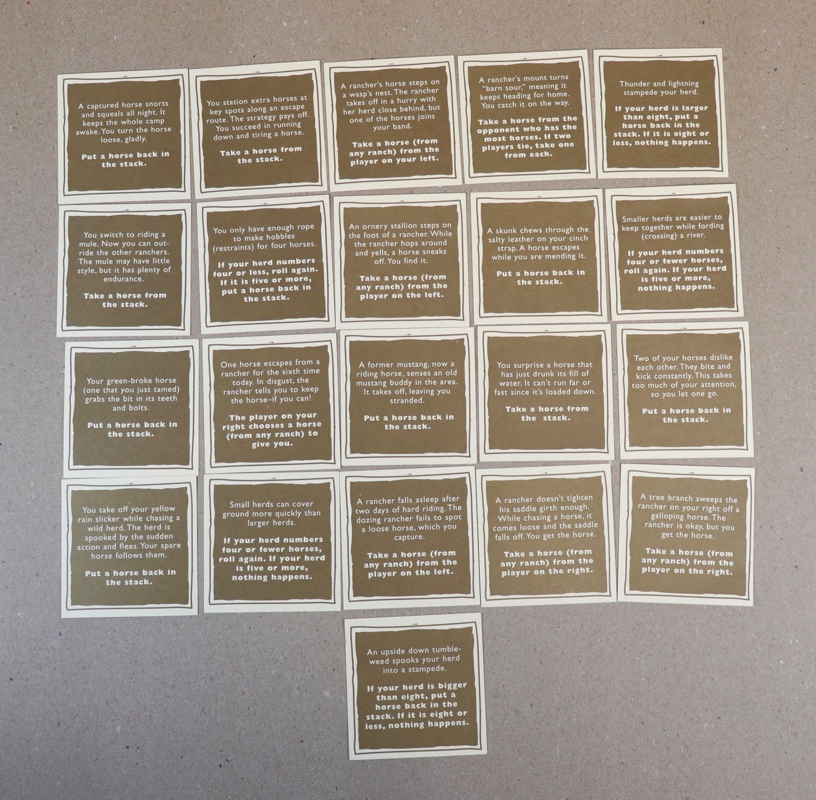 VTG Herd Your Horses 21 Ranch & 21 Mustang Cards Board Game Replacement 2002