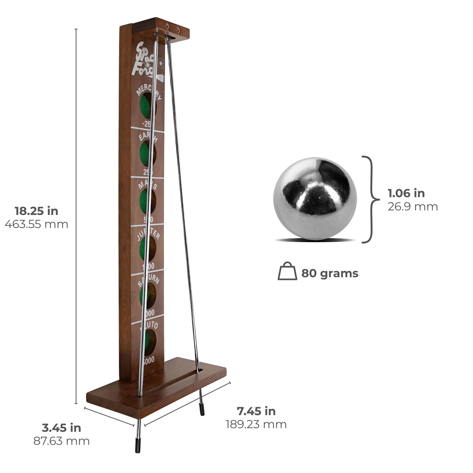 Classic 1940s Shoot The Moon Game – Solid Walnut, 18 Inches Tall