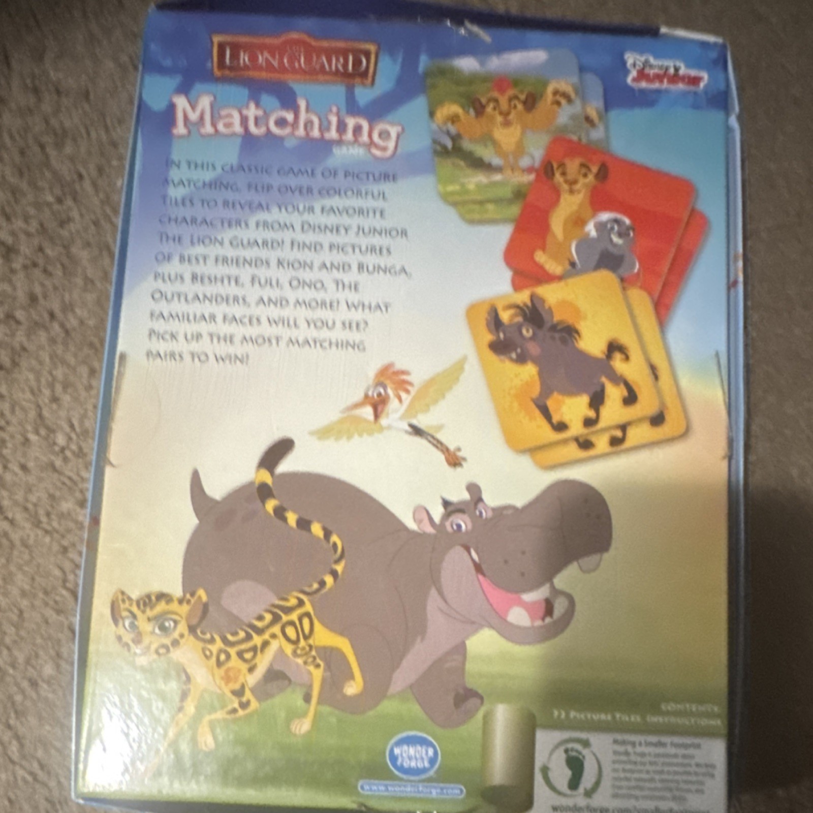 Wonder Forge The Lion Guard Matching Game Picture Matching Ages 3+ Complete Set