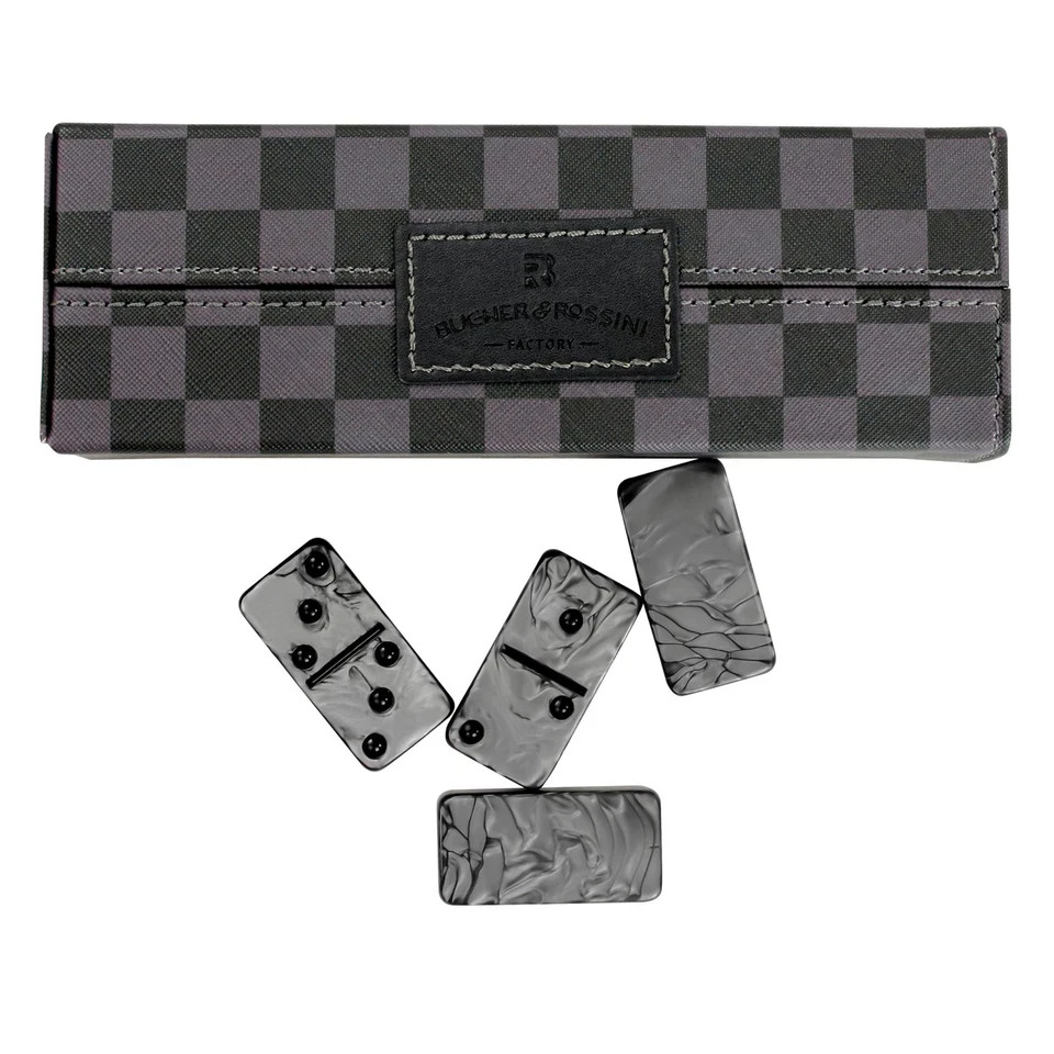 Dominos Set for Adluts Double 6 Jumbo Domino Set 28 Thick Marbleized Black …