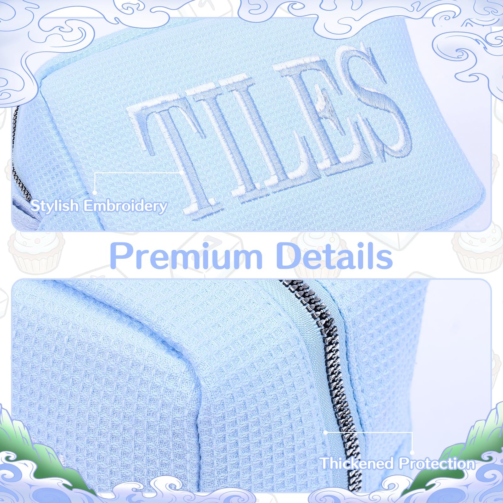 Empty Mahjong Tile Bag with Zipper, Thickened Waffle Storage Pouch for 166 Ma…
