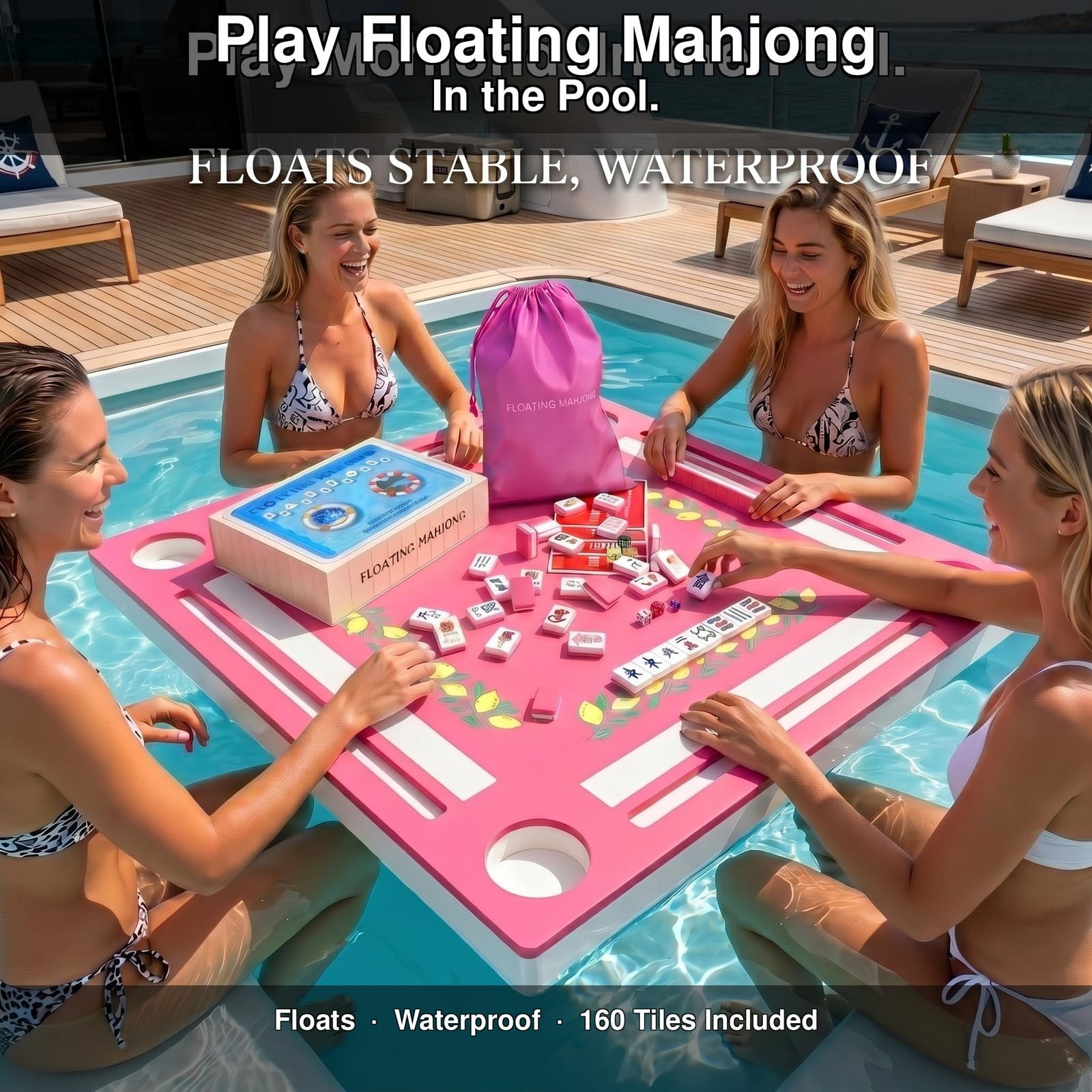Meizinme Floating Mahjong Tile Set for Pool,160 American Mahjong Tiles Waterp…