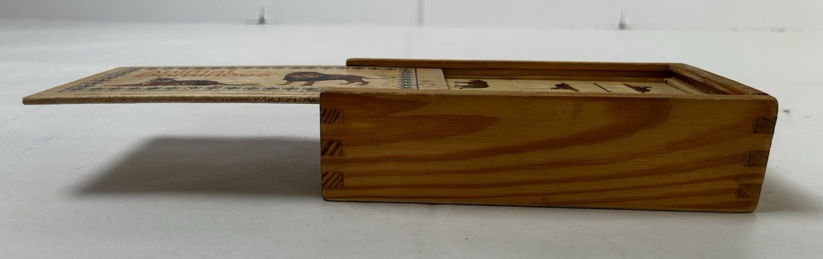 Vintage Wooden African Animal Dominoes 27 Pieces With Wooden Box Case