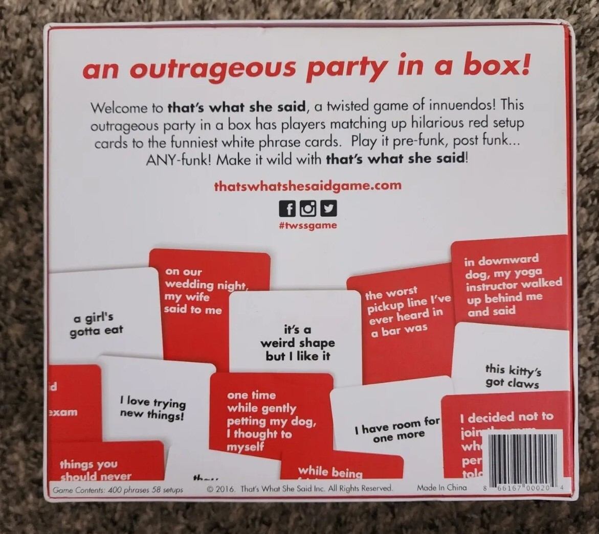That’s What She Said Board Game Twisted Party Game 2016 Party In A Box