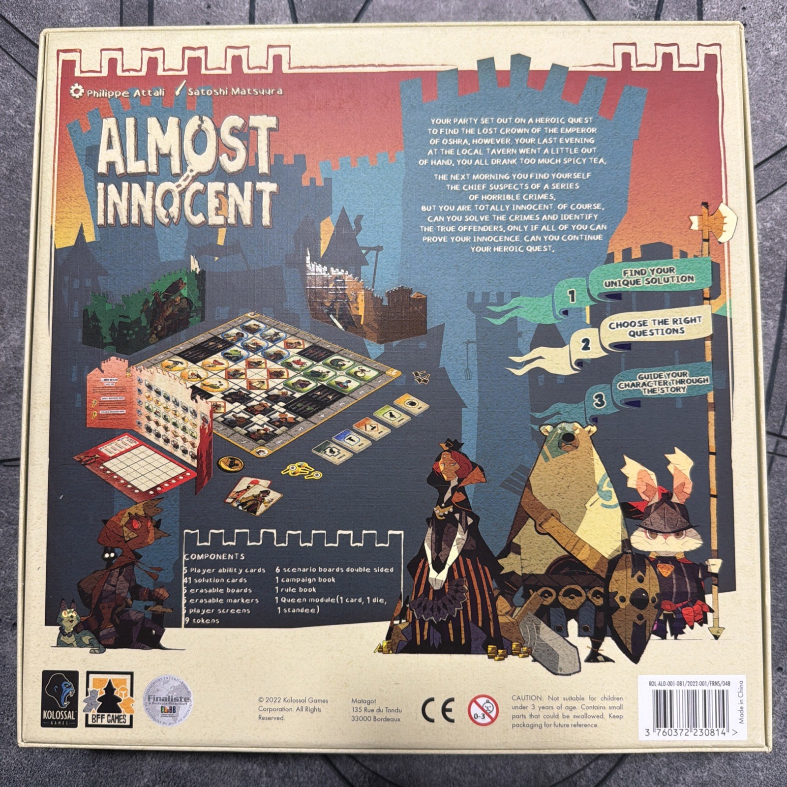 Almost Innocent Board Game Kickstarter Deluxe Edition BFF Kolossal Games Unplaye