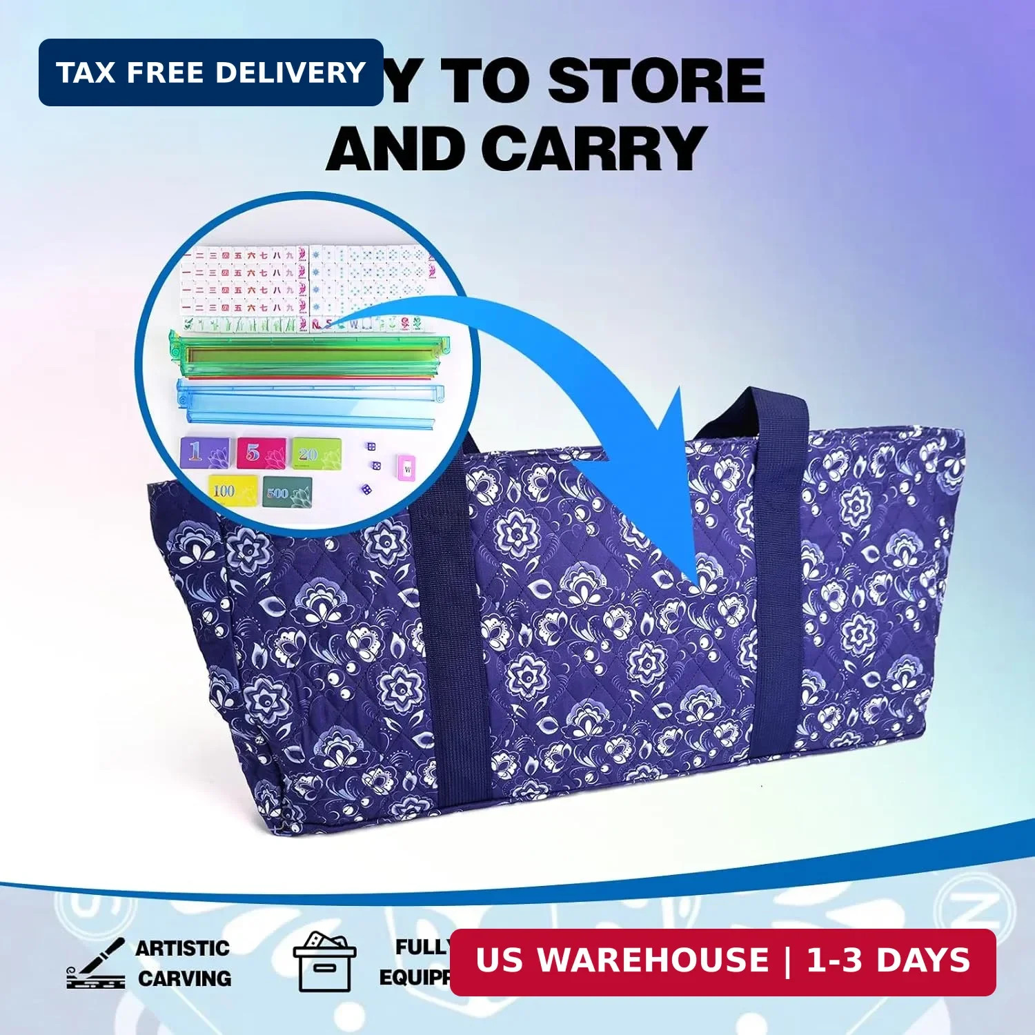 Game Set, Portable Carrying Bag,Acrylic 160 Tiles,Western Mahjong Tiles Set,Comp