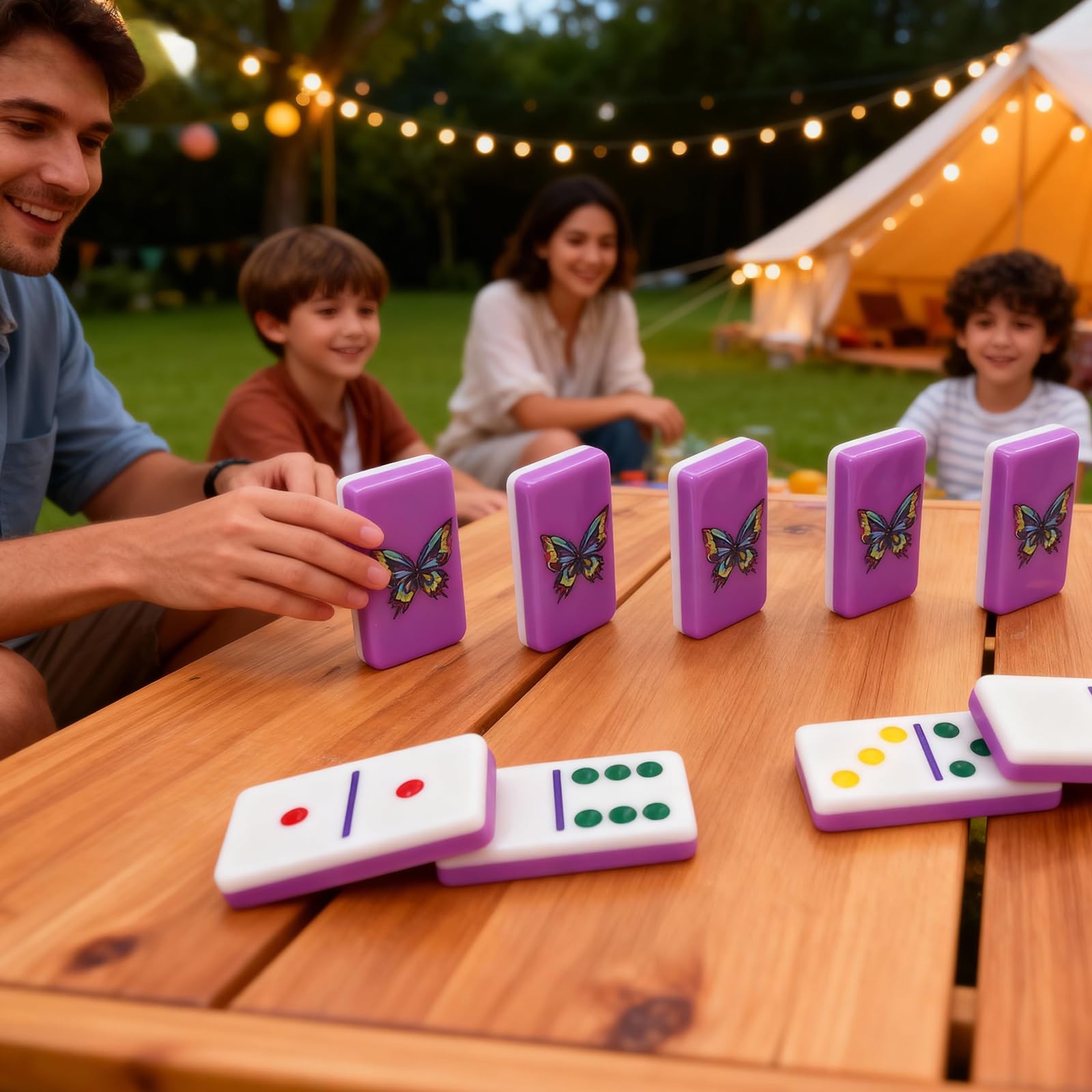 Purple Butterfly Dominoes Set – Elegant Double 6 Dominoes with 28 Tiles, Deli…