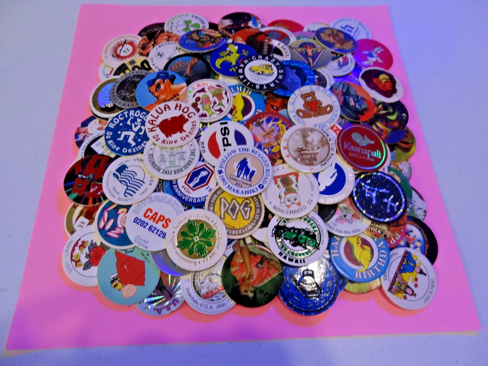 POGS * 100 Misc Variety Plus One (1) Mortal Kombat 18K Gold Plated Metal Slammer