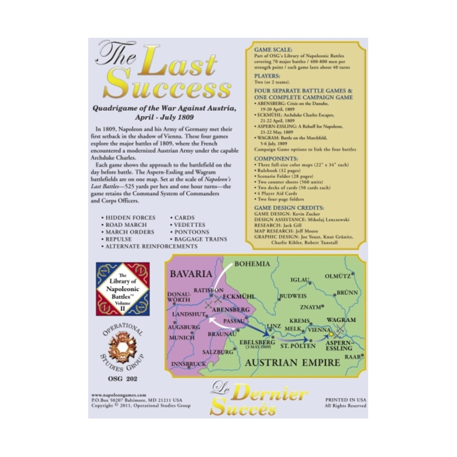 OSG Wargame Last Success – Quadrigame of the War Against Austria, Ap Box EX/NM