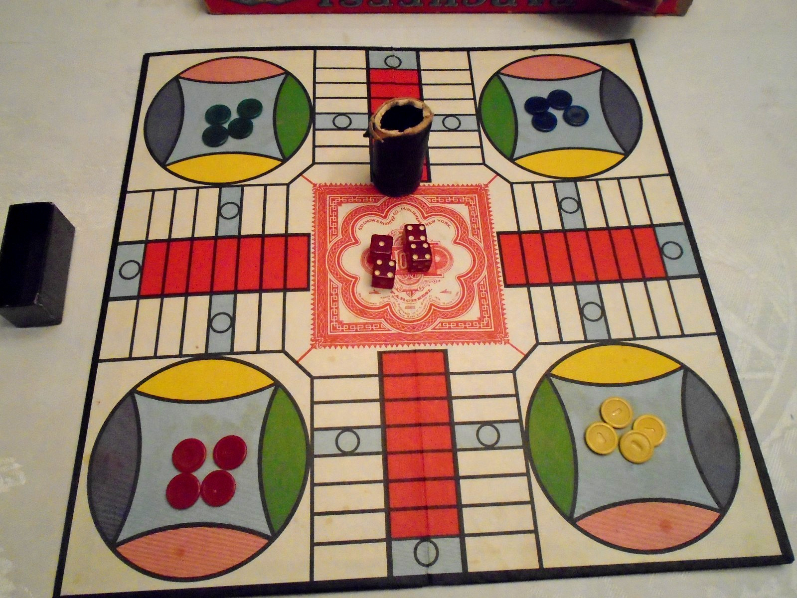 Antique PARCHESESI A Royal Game of India Selchow &Righter Co. NY TM1874 Original