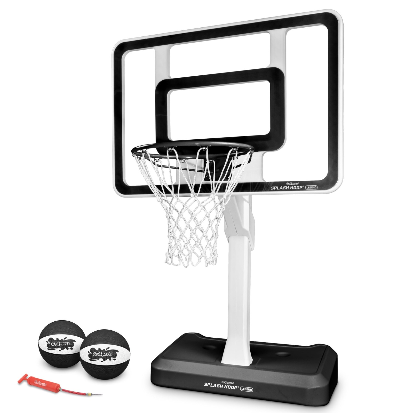 Pool Basketball Hoop Adjustable Height Regulation Steel Rim Black GoSports Game