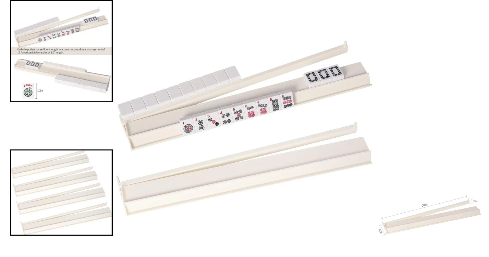 4PCS Mahjong Racks with Pushers White, American Mahjong All-in-one Tile Rack New