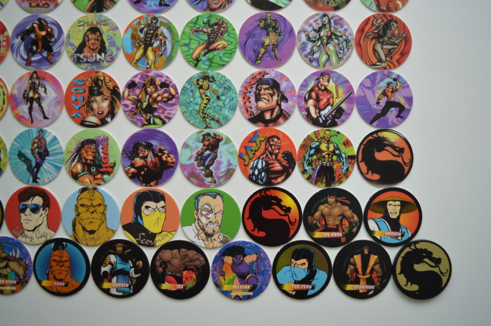 1995 Mortal Kombat Dunkin Tazos /1992 Mortal Kombat Midway 2 Series Pogs 12/13+