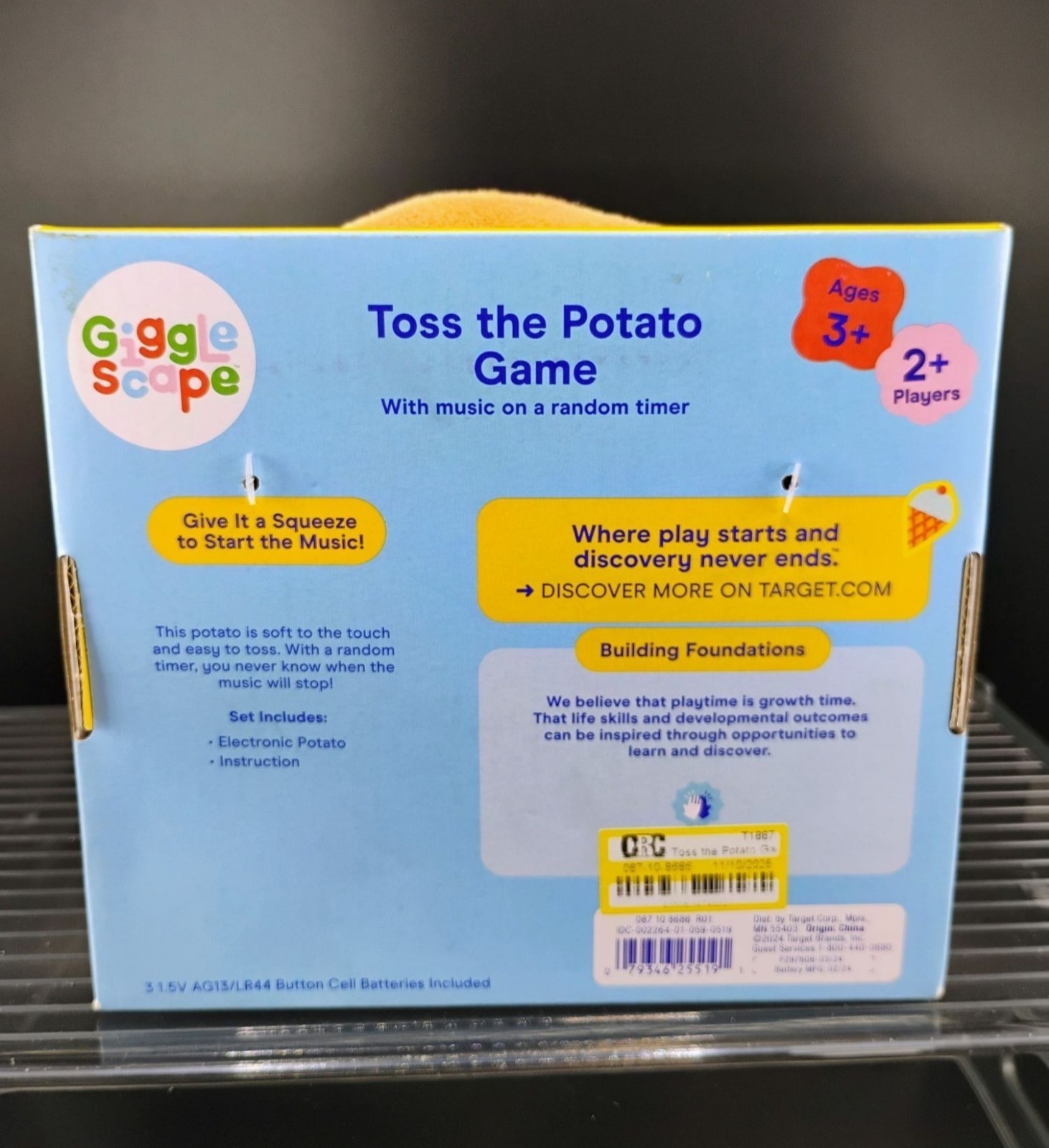 Gigglescape Toss The Potato Game Plush Toy Ages 3+ Electronic Timer