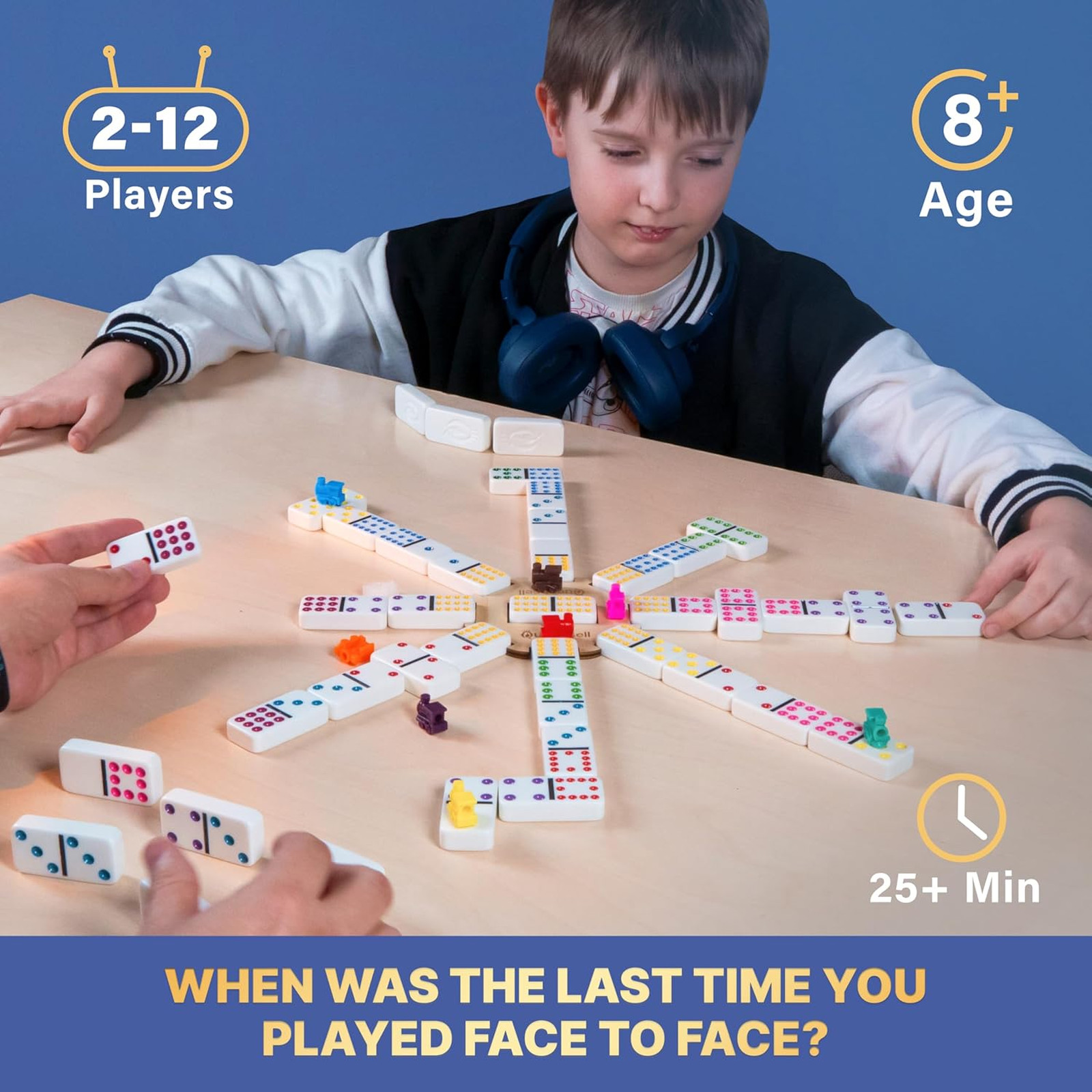 Mexican Train Dominoes Set with Jumbo Tiles – Double 12 Dominoes Set for Adults