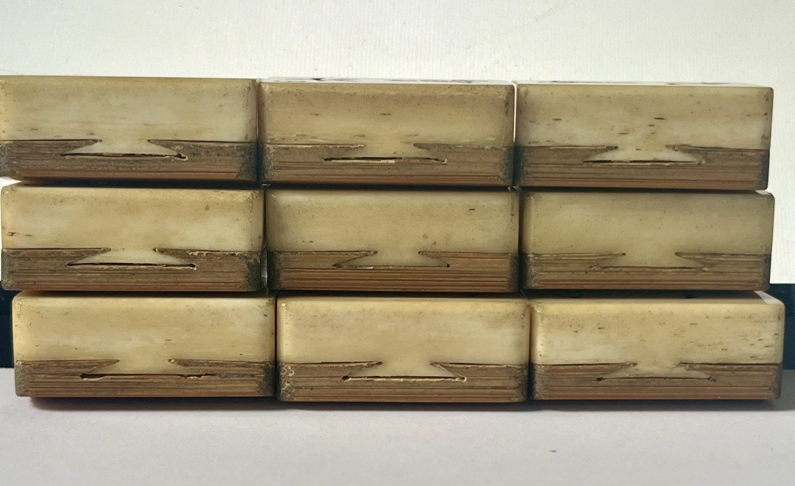 lot 9 Vtg 1920s Mahjong Large Bone/Bamboo Replacement Tiles 1-9 CRAK- thick bone