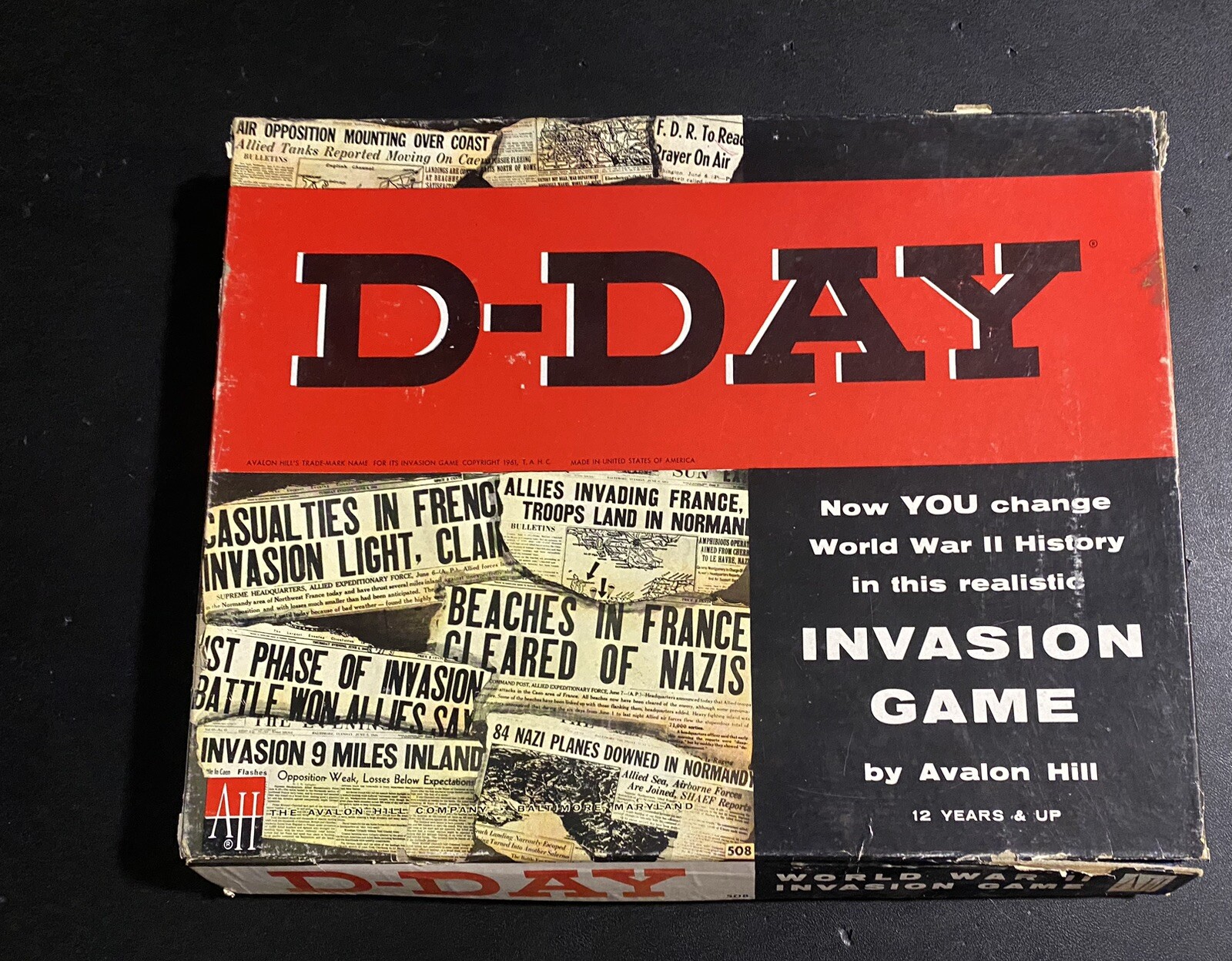 1961 Vintage Avalon Hill D-Day Invasion Board Game World War II WW2 War Strategy