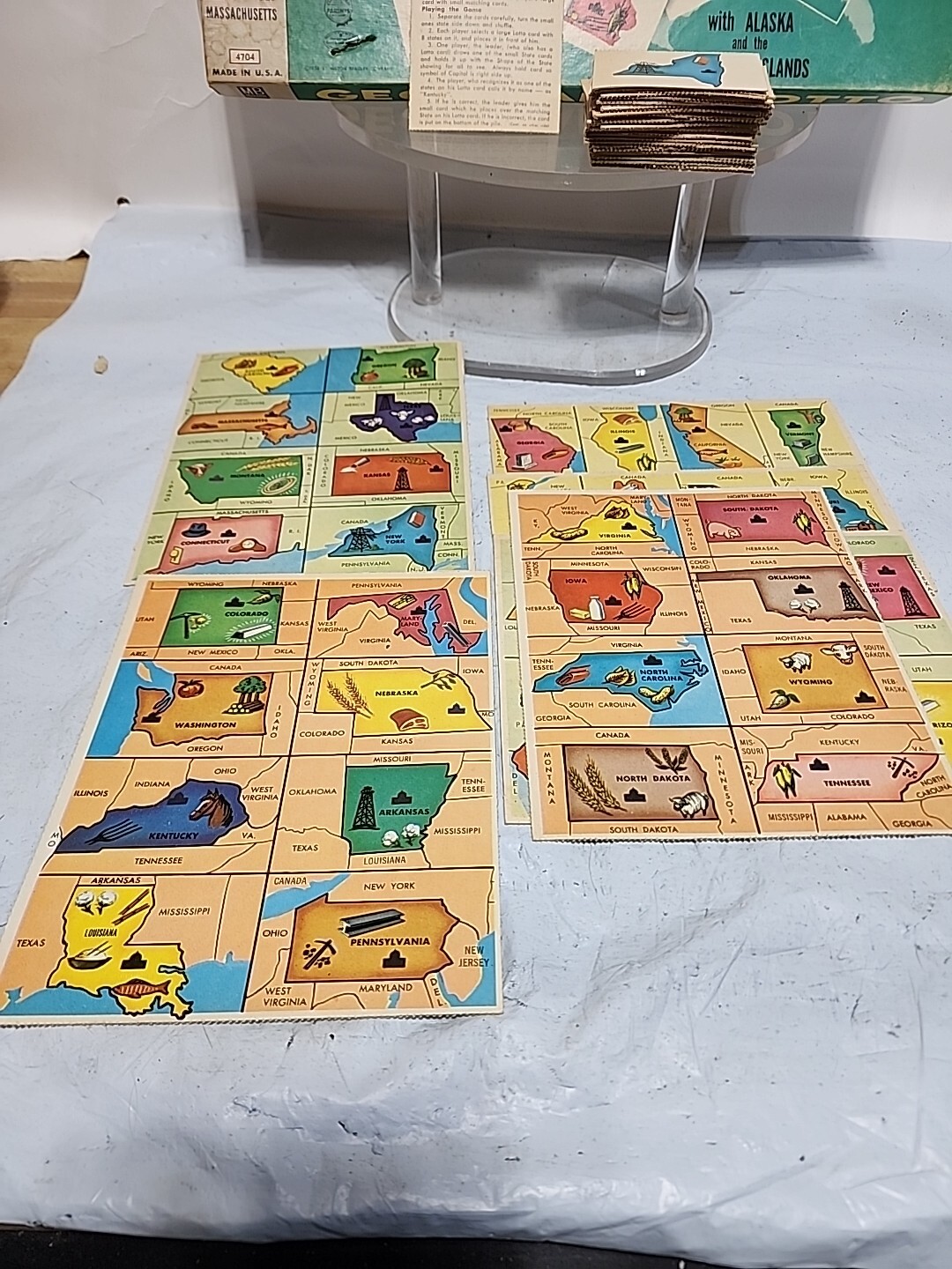 1956 Geography Lotto Game Vintage Milton Bradley 48 United States Complete