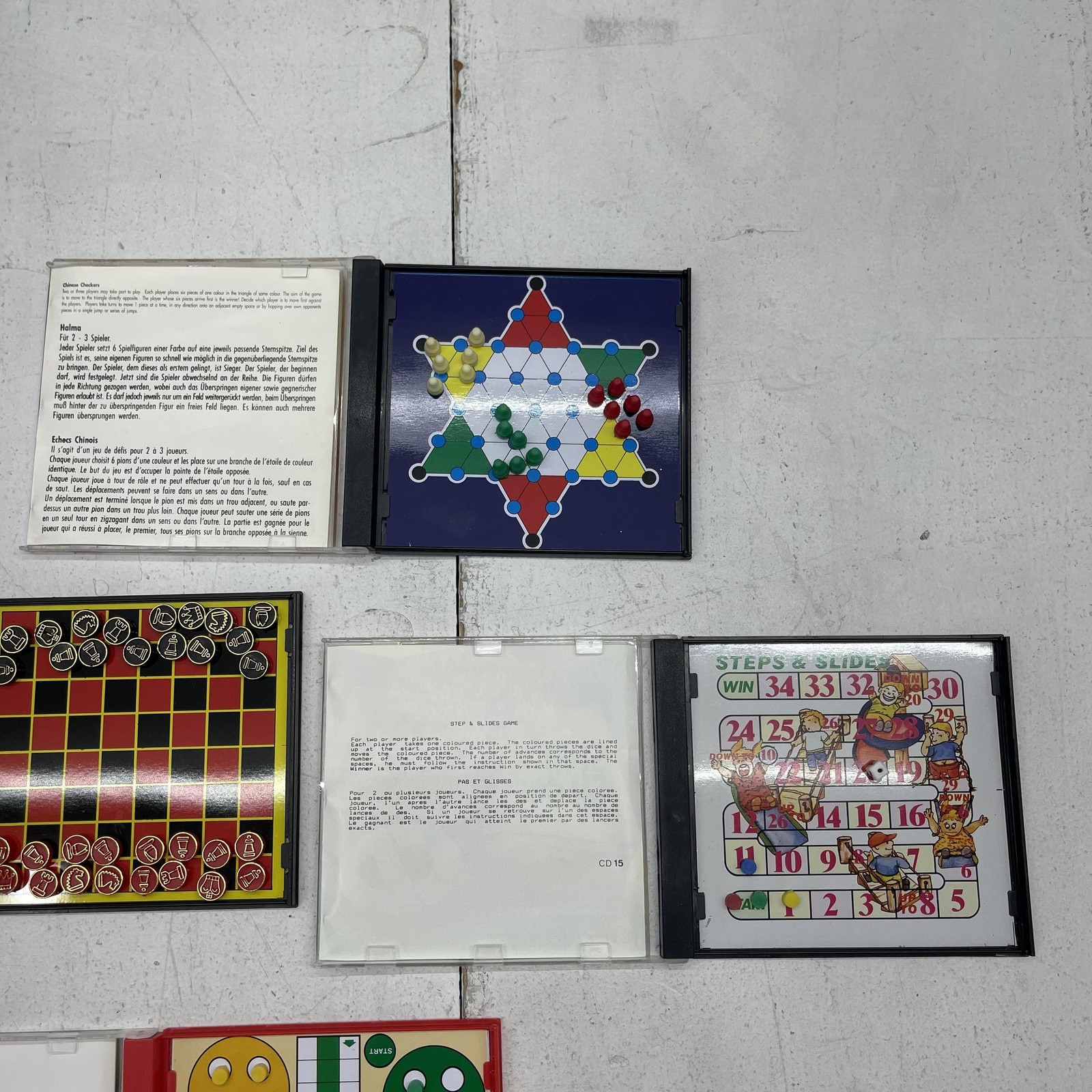 Magnetic CD Travel 4 Game Lot Chess Ludo Chinese Checkers Halma Steps & Slides