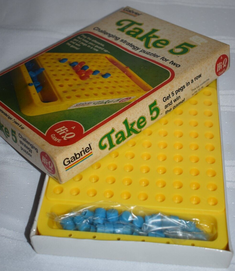 1977 TAKE 5 Gabriel Strategy Game Hi-Q Puzzle Vtg w/Instructions New HONG KONG