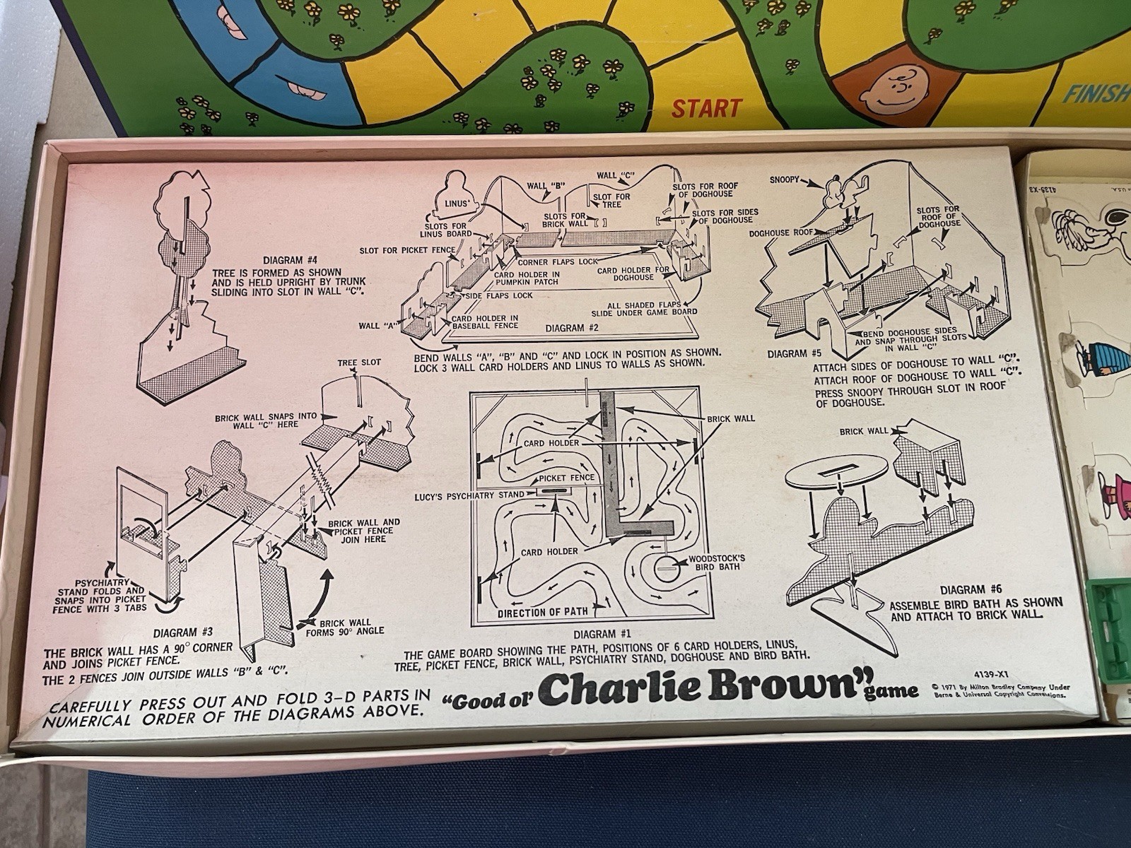 1971 GOOD OL’ CHARLIE BROWN Board Game Milton Bradley Peanuts Family Fun Vintage