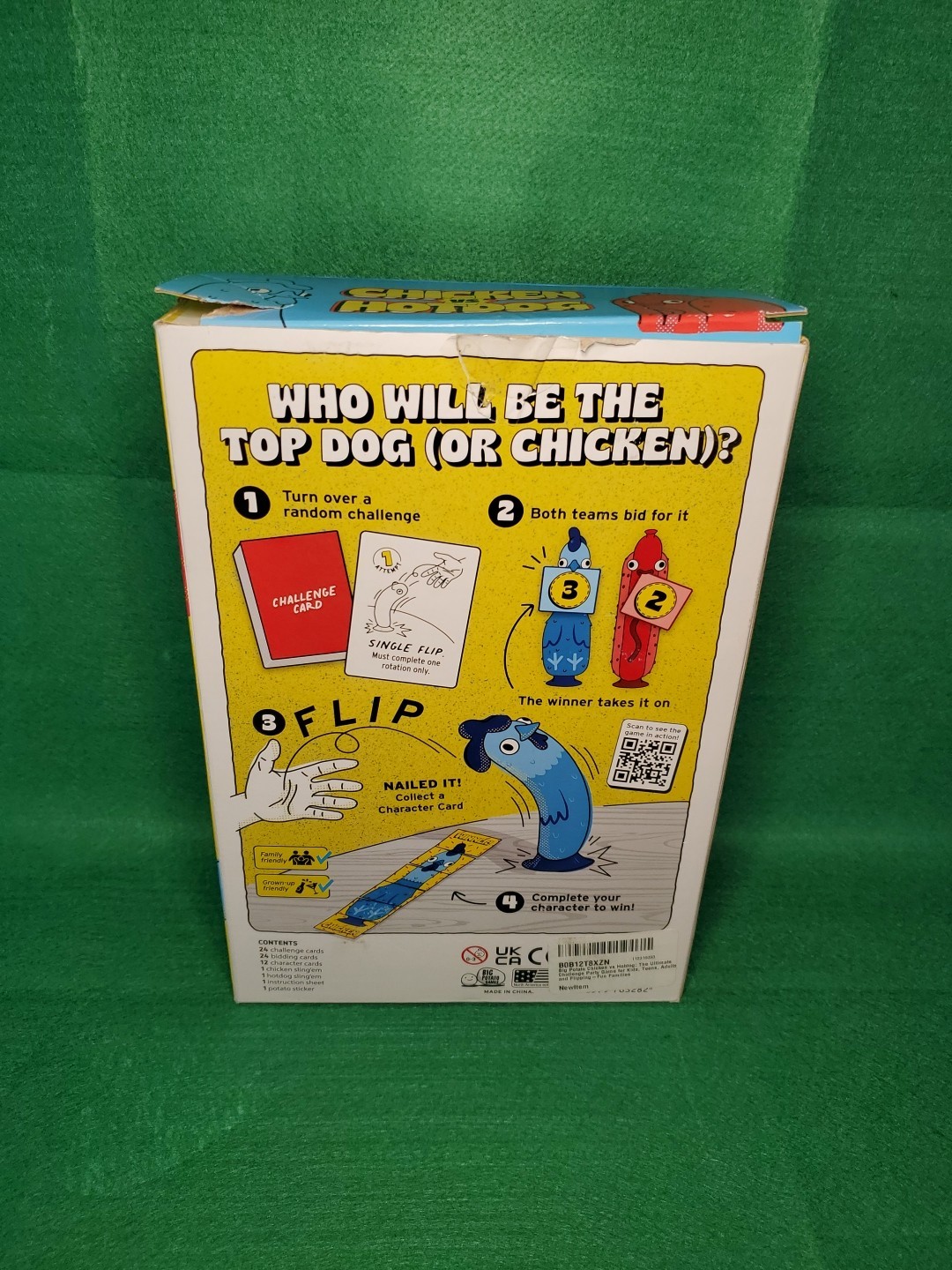 Big Potato Chicken vs Hotdog Action Party Game Used 8+ 2 Players Flip Stick READ