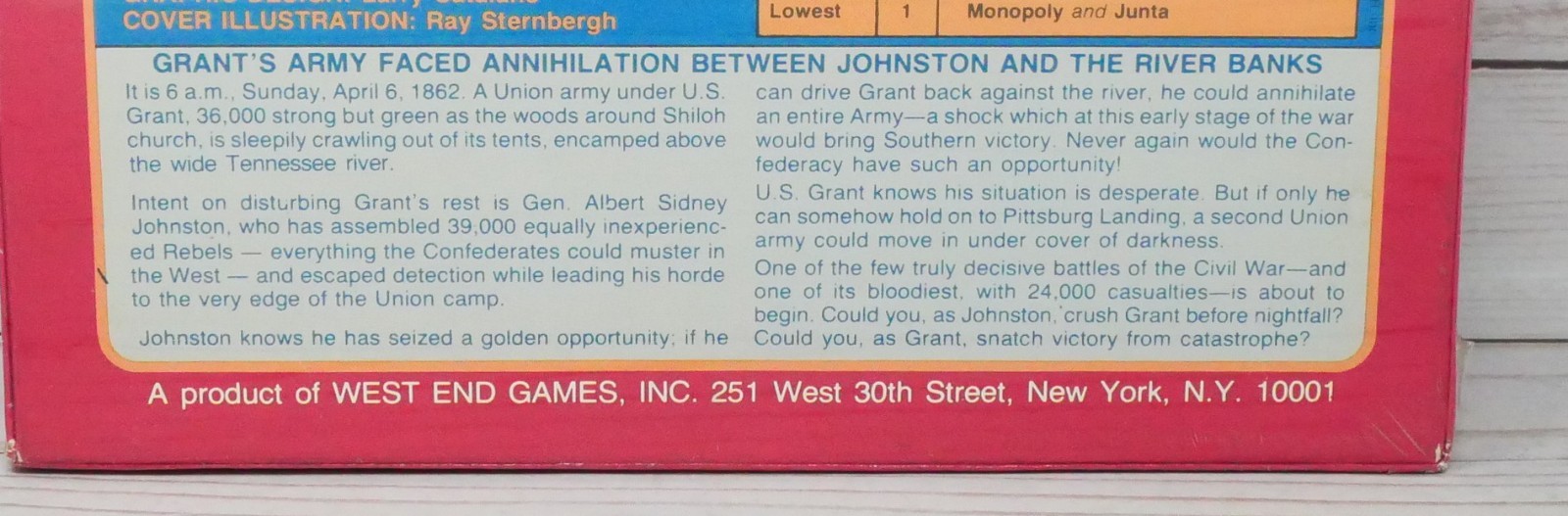 West End Games, The Battle of Shiloh Grant vs Johnston April 6-7 1862, Sealed
