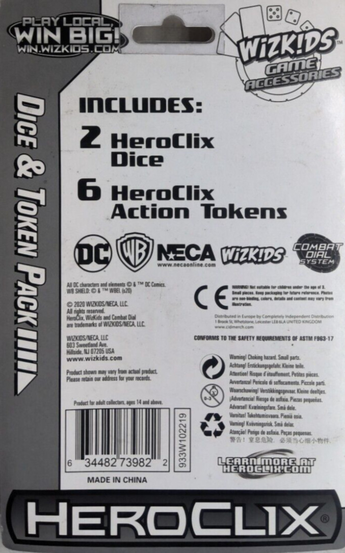 HEROCLIX DC JUSTICE LEAGUE UNLIMITED DICE & TOKEN PACK BRAND NEW