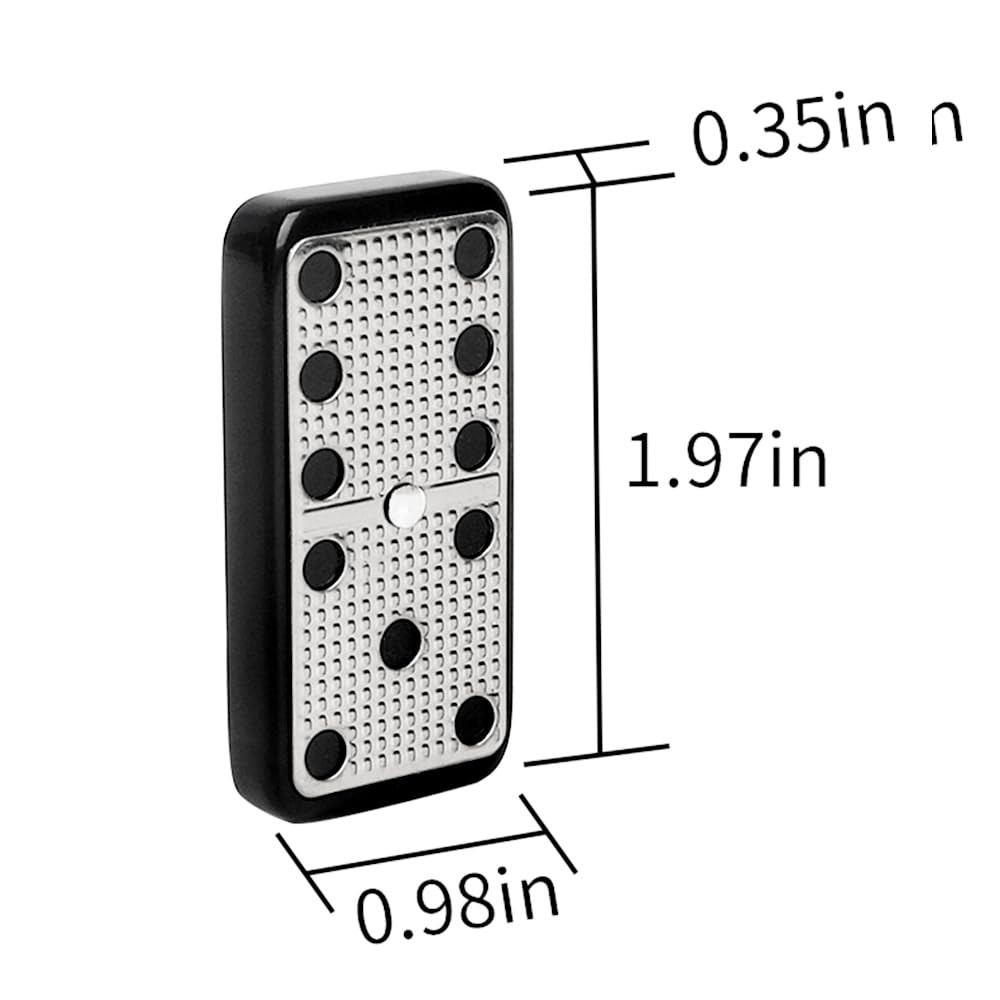 Silver Metal Surface Double 6 Dominoes Classic Black Domino Game Set