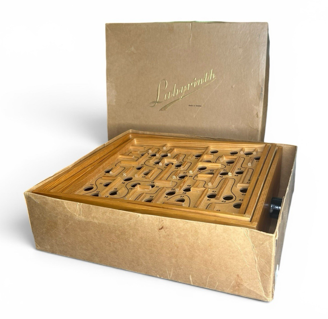 VTG. BRIO Labyrinth Wood Maze Game / Original Box – 1950s – 18376 – SWEDEN