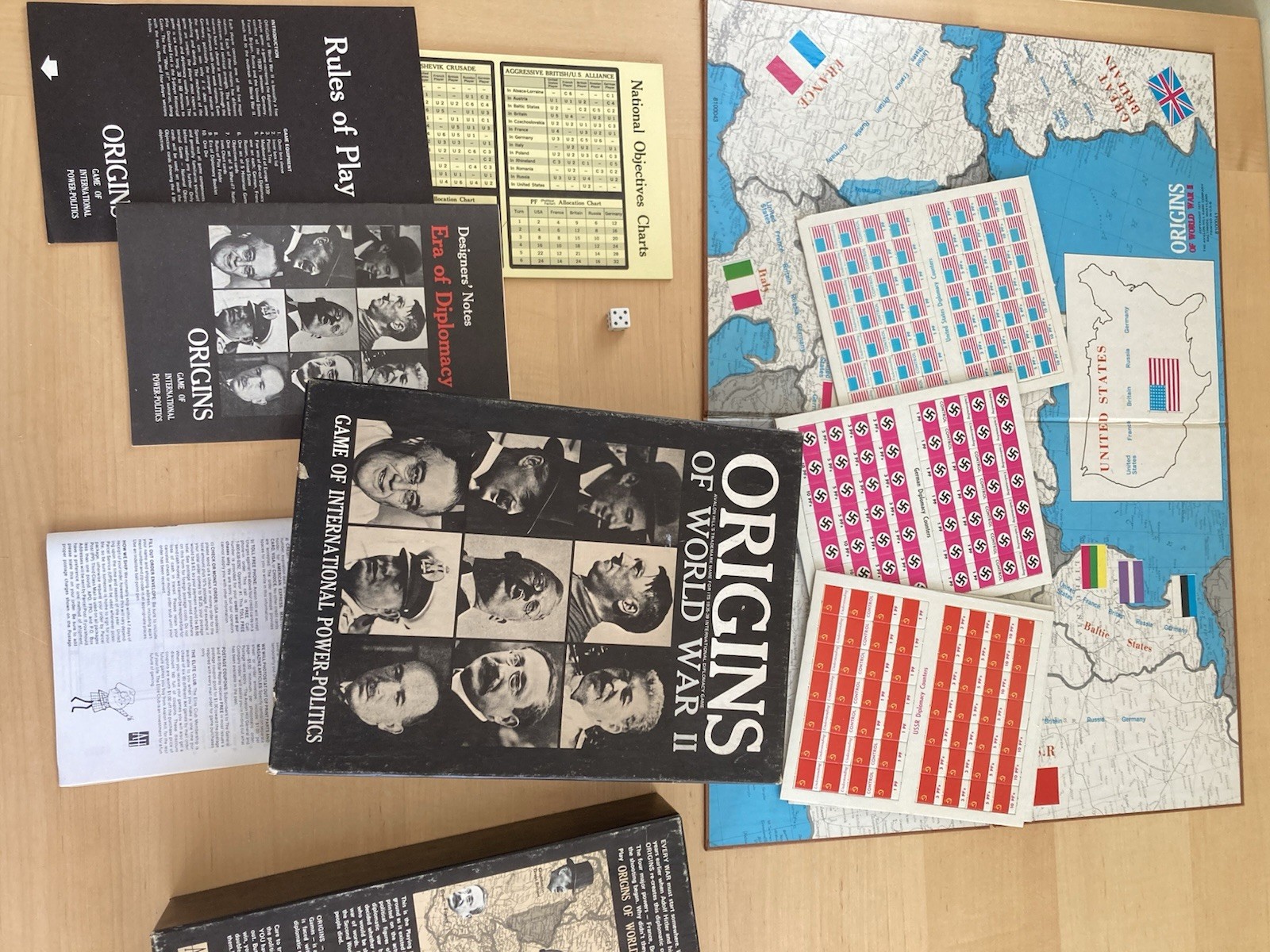 Origins of World War 2 Board Game of International Power Politics 1971 Unpunched