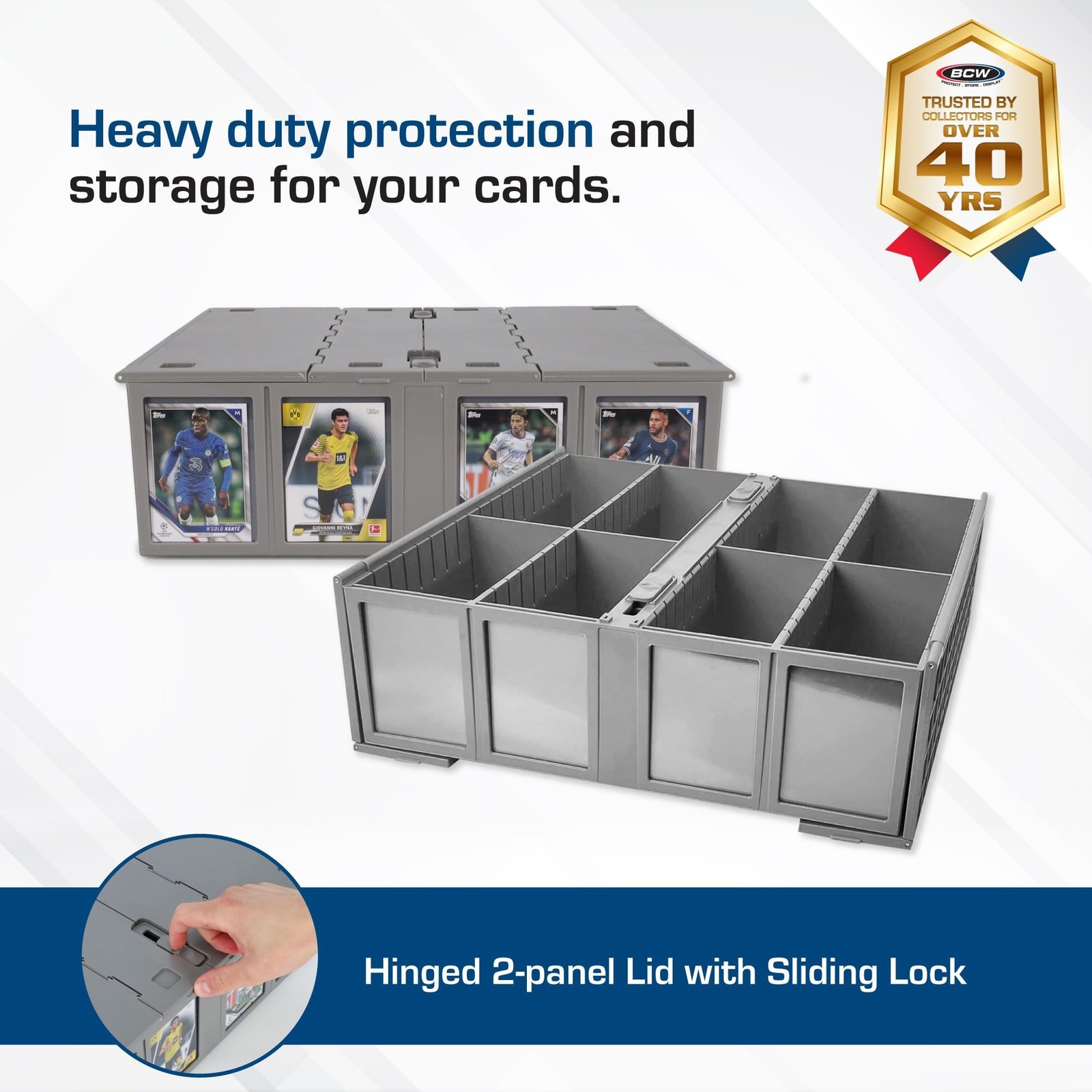 BCW Collectible Card Bin (2-Pack, Gray) | Holds 3200 Cards Each | Includes 4 …