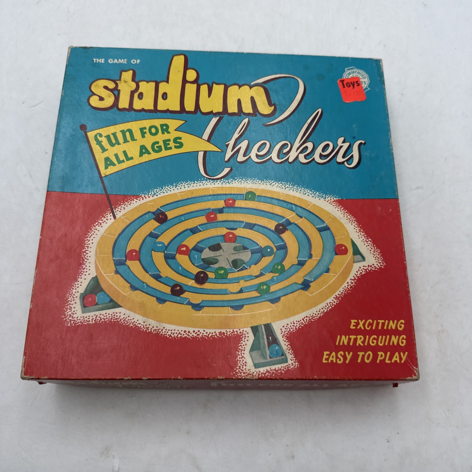 Vtg 1952 Stadium Checkers Board Game W. H Schaper Mfg Co. Complete Orig. Box