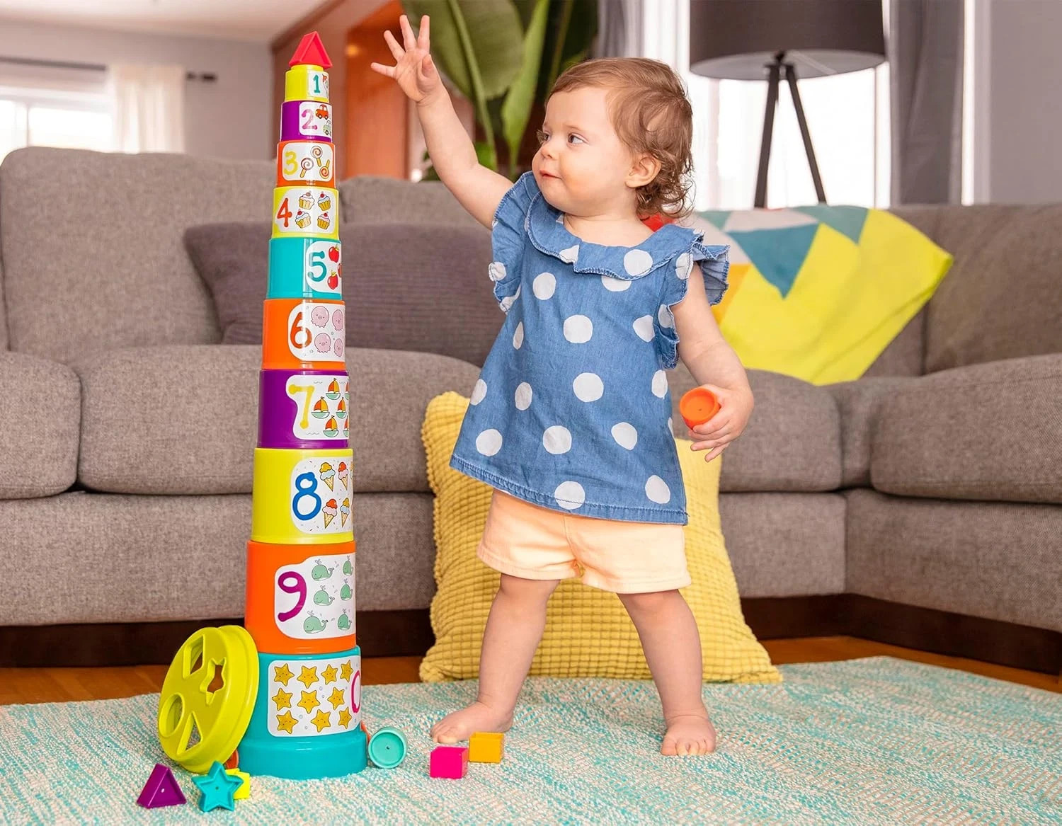 Nesting Sorter Set 19 Pieces Stacking Buckets Shapes Educational Battat Cups