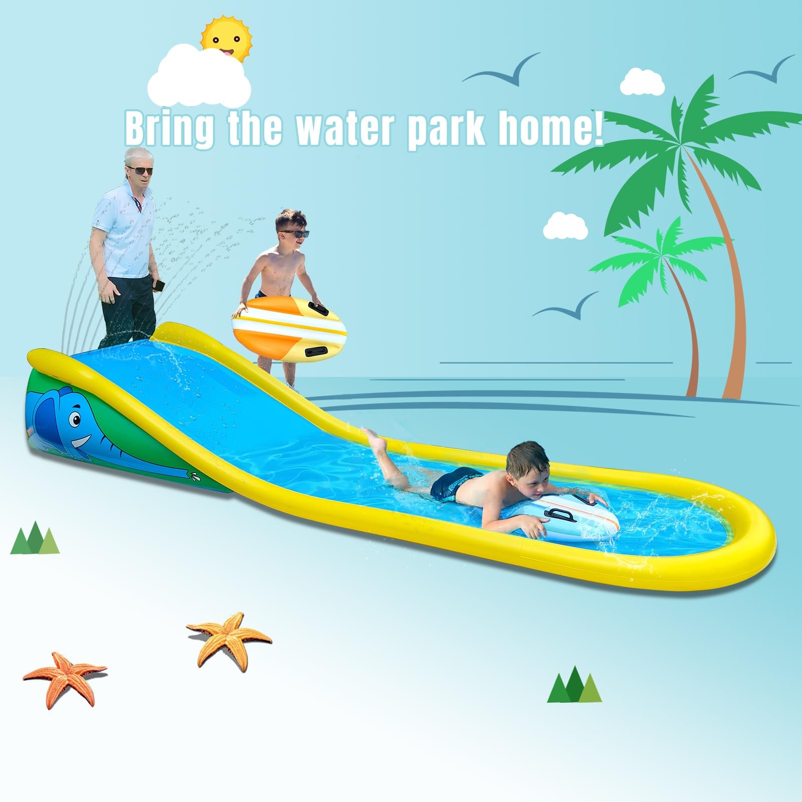 Inflatable Water Slide 15FT Kids Sprinkler 2 Surf Riders HS-010 waterslide Ages