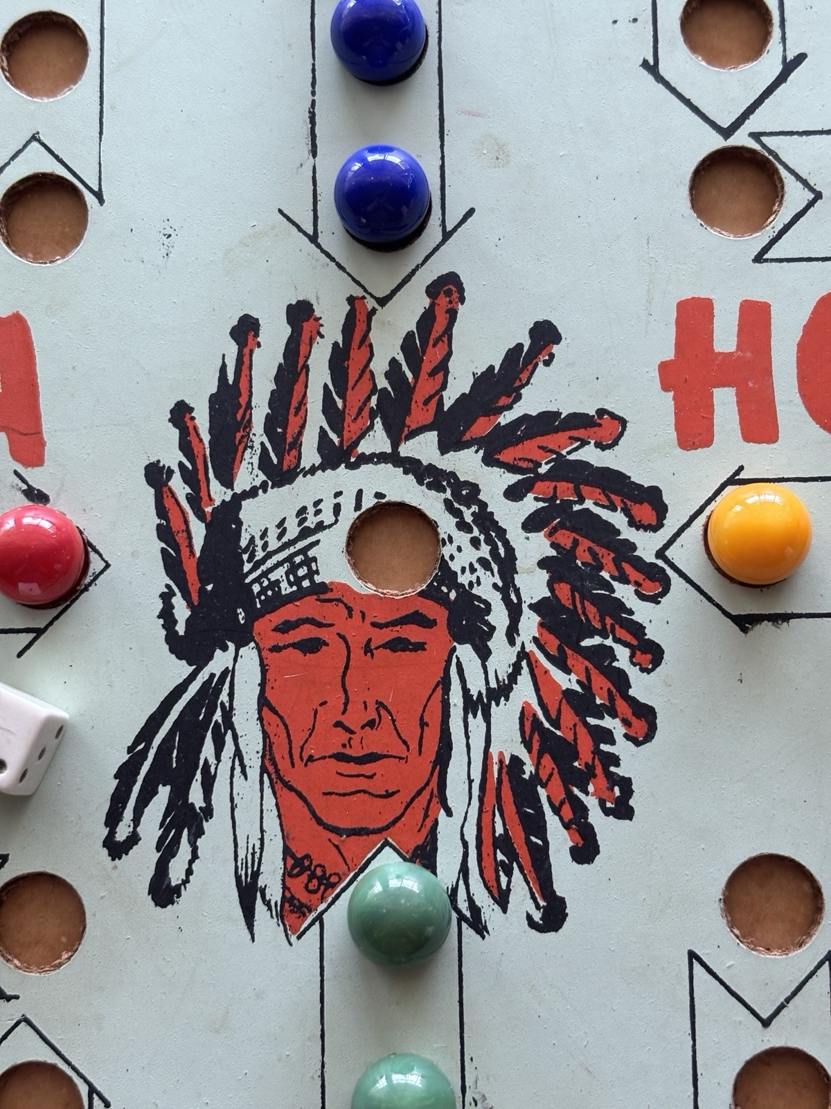 Early Vintage Wa Hoo Game Board Gatesville TX Original Marbles & Instructions