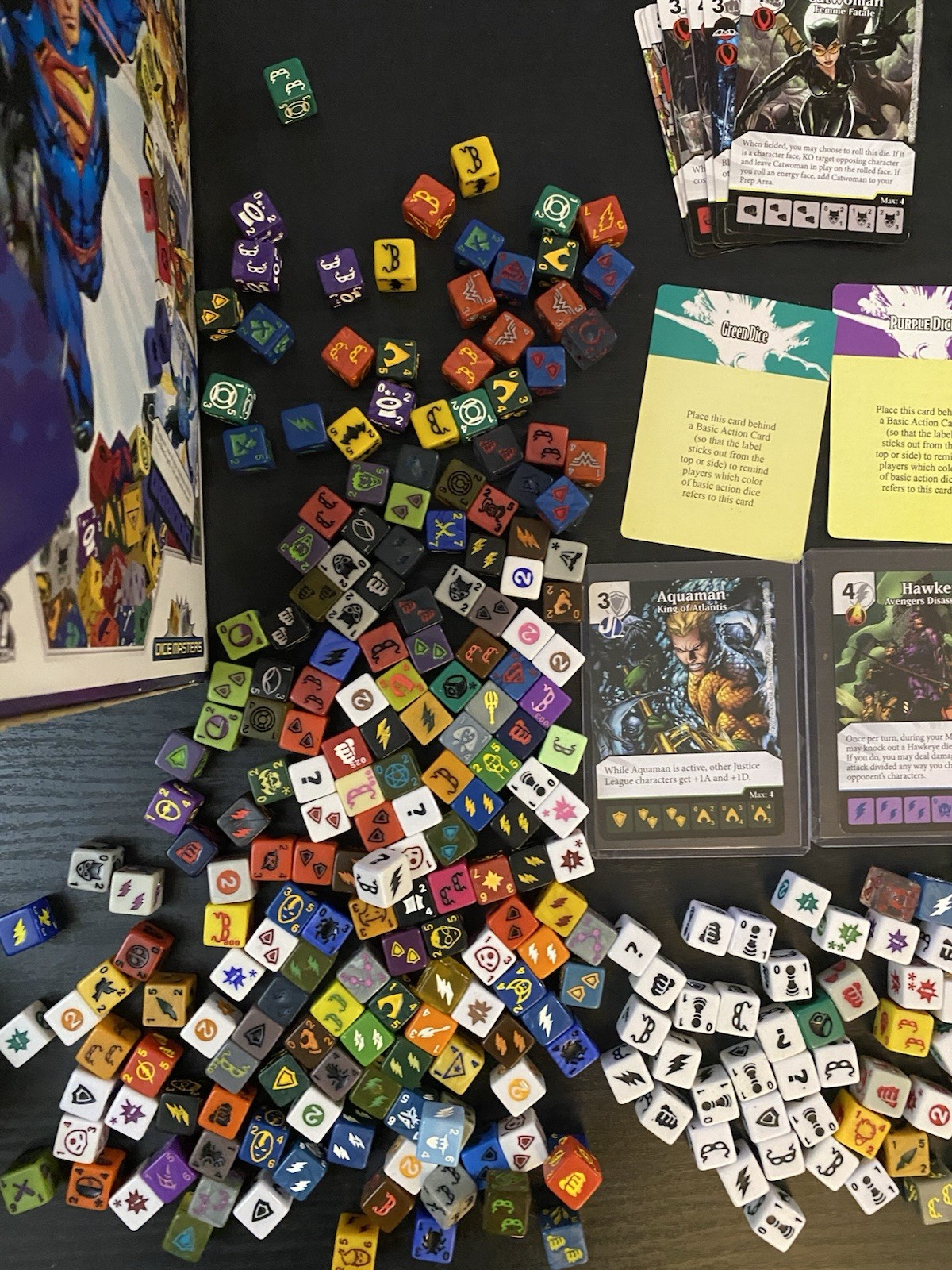 HUGE LOT- DC Dice Masters: Justice League- Wiz kids-Store Counter Box-Cards