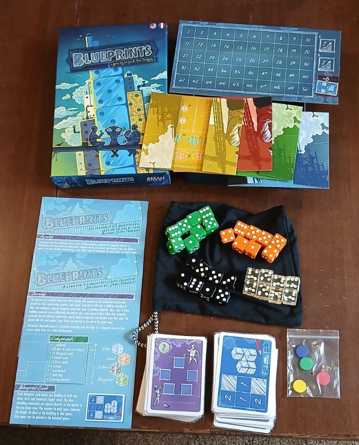 Z-Man Games Blueprints Board Game Pre-Owned in Near Mint Condition Cards Sleeved
