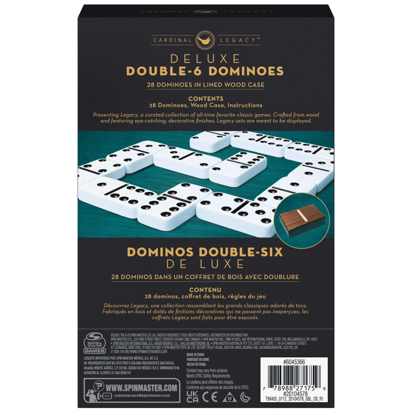 Spin Master Games, Cardinal Legacy Deluxe Double-6 1, Double 6 Dominoes