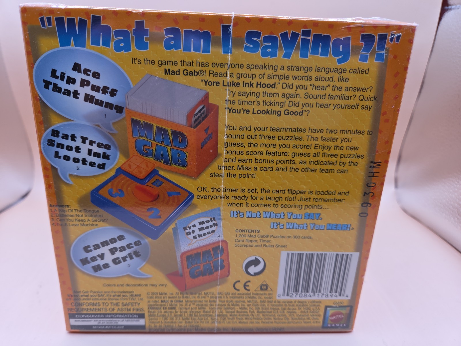 MAD GAB Adult Party Game 2009 Mattel Ages 10+ 2-12 Players – NEW FACTORY SEALED