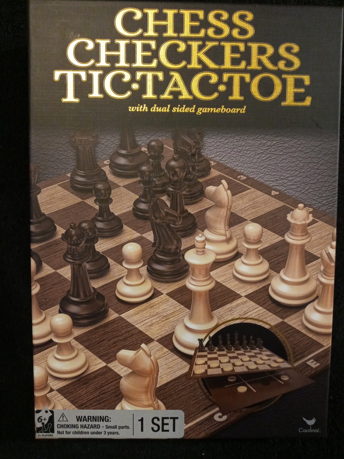 Chess, Checkers, And Tic Tac Toe Set – Foldable Cardboard – Plastic Players