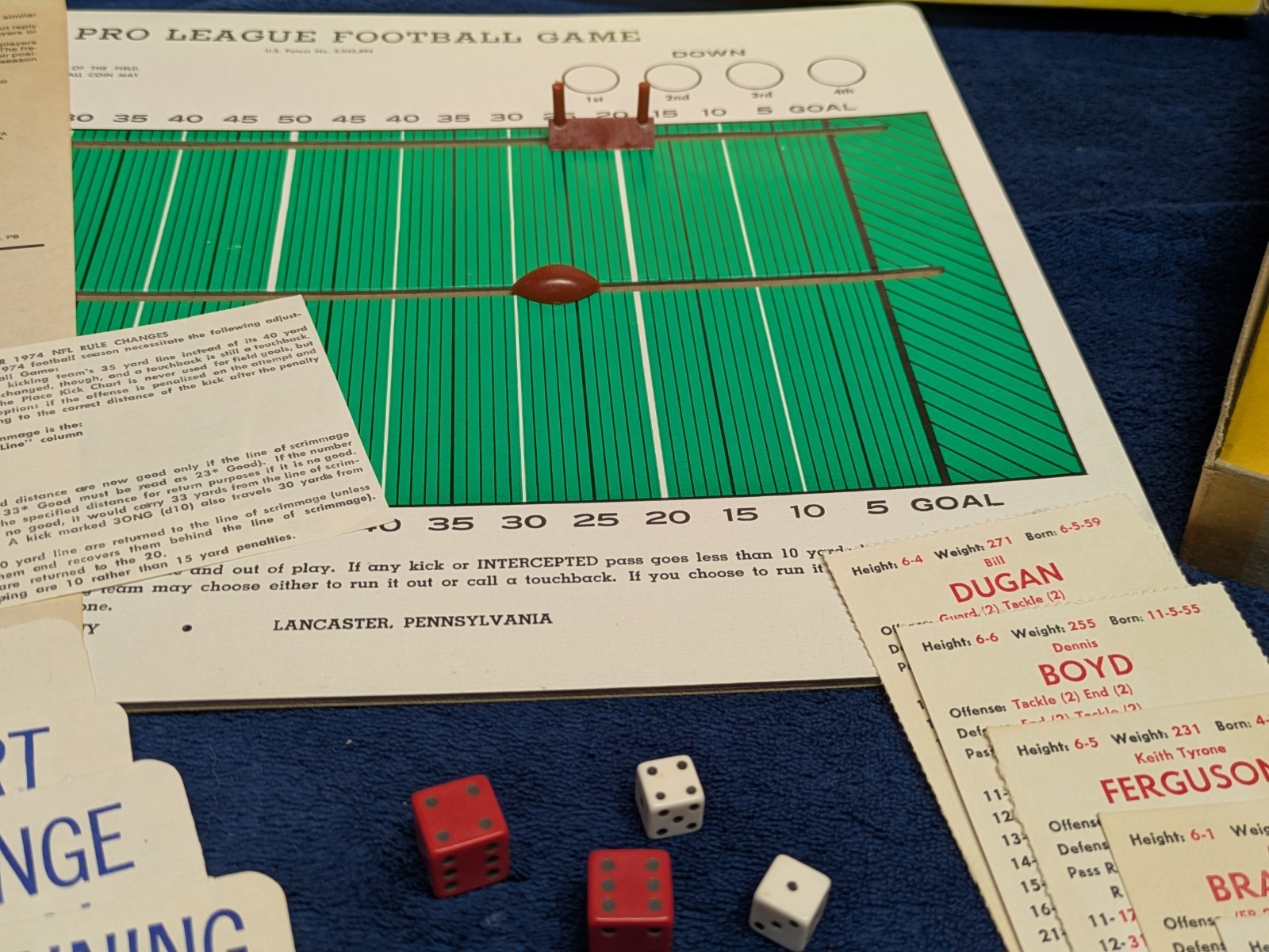 APBA Pro League Football Strategy Sports Game 1981 Not Complete Nice Condition