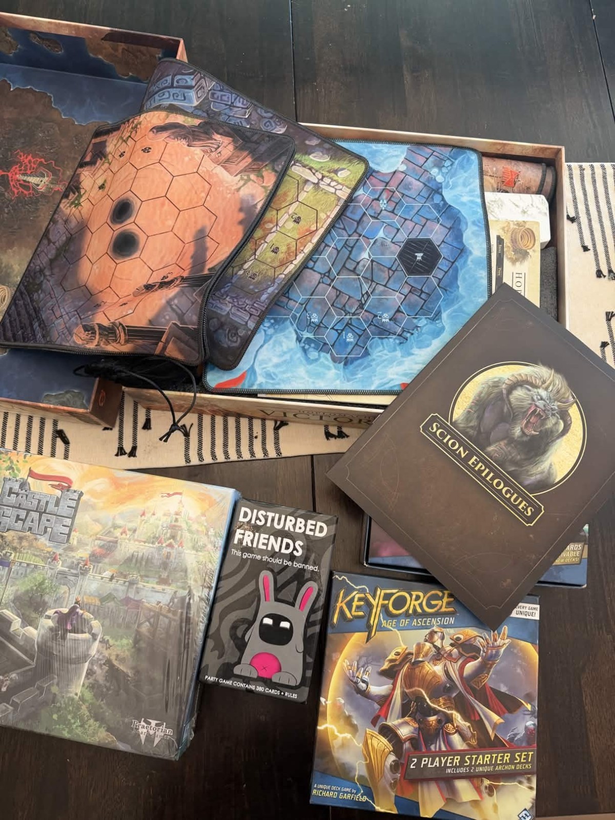 Boardgame Lot 3 – hoplomachus: victorum, Castle Scape, Keyforge Lot, and more